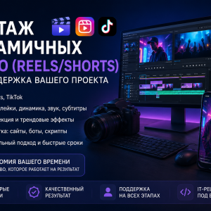 Монтаж динамичных видео (Reels/Shorts) + IT-поддержка вашего проекта